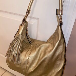 Gold Hobo Bag with Tassel